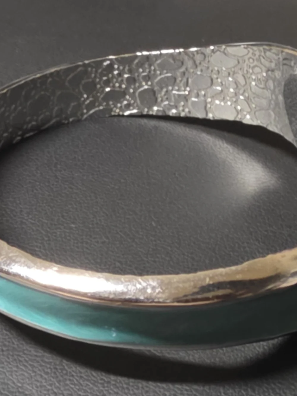 Silver-Tone Bracelet with Turquoise Inlay